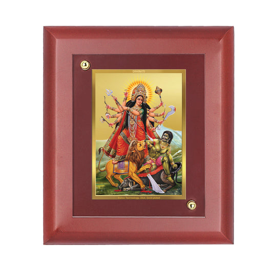 Diviniti 24K Gold Plated Durga Photo Frame Home & Office Decor, Tabletop, Puja Room, Workshop, Gift Items | MDFS2 (20x16 CM)