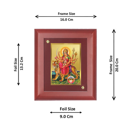 Diviniti 24K Gold Plated Durga Wall Photo Frame Home & Office Decor, Tabletop, Puja Room, Workshop, Gift Items | MDFS2 (20x16 CM)