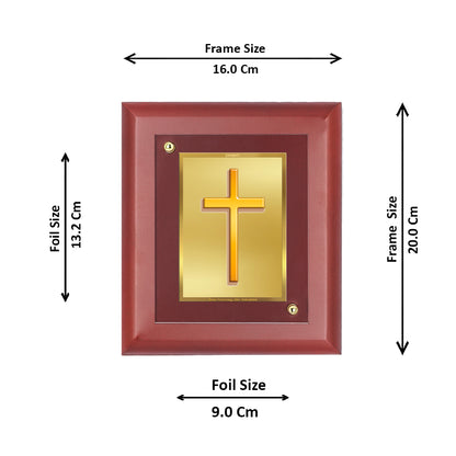 Diviniti 24K Gold Plated Holy Cross Photo Frame Home & Office Decor, Tabletop, Puja Room, Workshop, Gift Items | MDFS2 (20x16 CM)