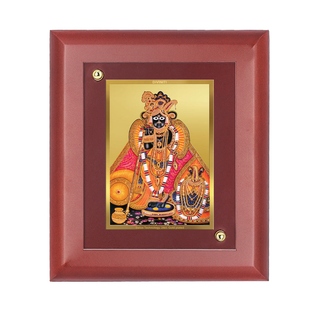 Diviniti 24K Gold Plated Bankey Bihari Photo Frame Home & Office Decor, Tabletop, Puja Room, Workshop, Gift Items | MDFS2 (20x16 CM)