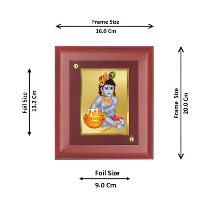 Diviniti 24K Gold Plated Bal Gopal Photo Frame Home & Office Decor, Tabletop, Puja Room, Workshop, Gift Items | MDFS2 (20x16 CM)