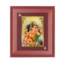 Load image into Gallery viewer, DIVINITI 24K Gold Plated Foil Bal Ganesha Wall Photo Frame, Table Decor Wooden Wall Photo Frame and Religious Photo Frame Idol For Pooja, Gifts Items MDF Size 2 (20x16 CM)
