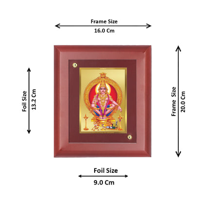 Diviniti 24K Gold Plated Ayyappan Photo Frame Home & Office Decor, Tabletop, Puja Room, Workshop, Gift Items | MDFS2 (20x16 CM)