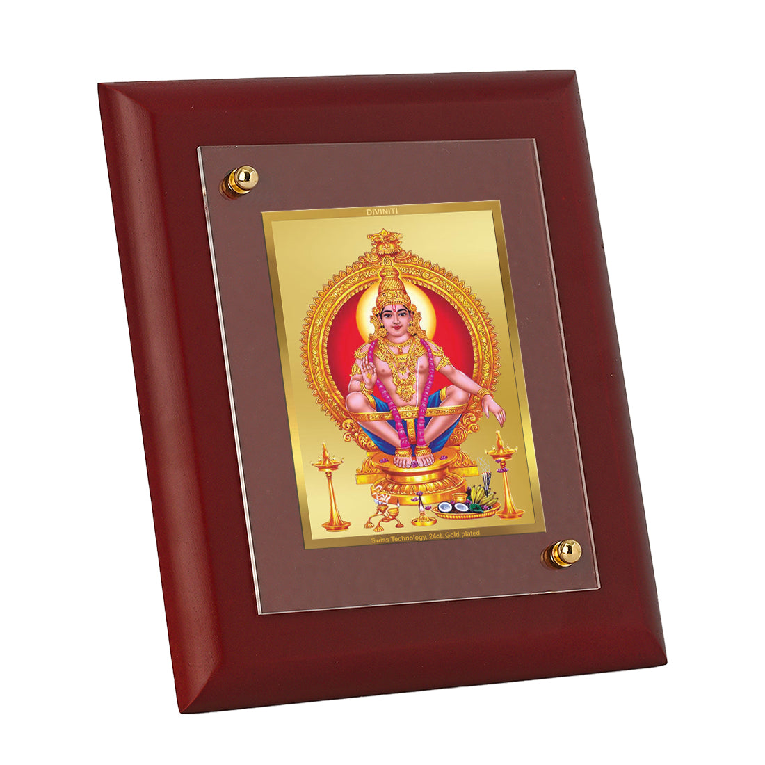 Diviniti 24K Gold Plated Ayyappan Photo Frame Home & Office Decor, Tabletop, Puja Room, Workshop, Gift Items | MDFS2 (20x16 CM)