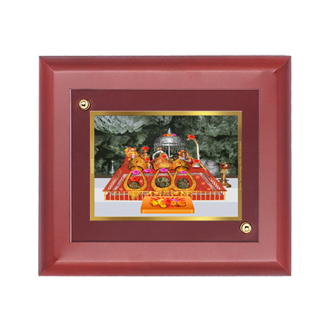 DIVINITI 24K Gold Plated Foil Mata Ka Darbar Wall Photo Frame, Table Decor| Wooden Wall Photo Frame and Religious Photo Frame Idol For Pooja, Gifts Items MDF Size 2 (20x16 CM)