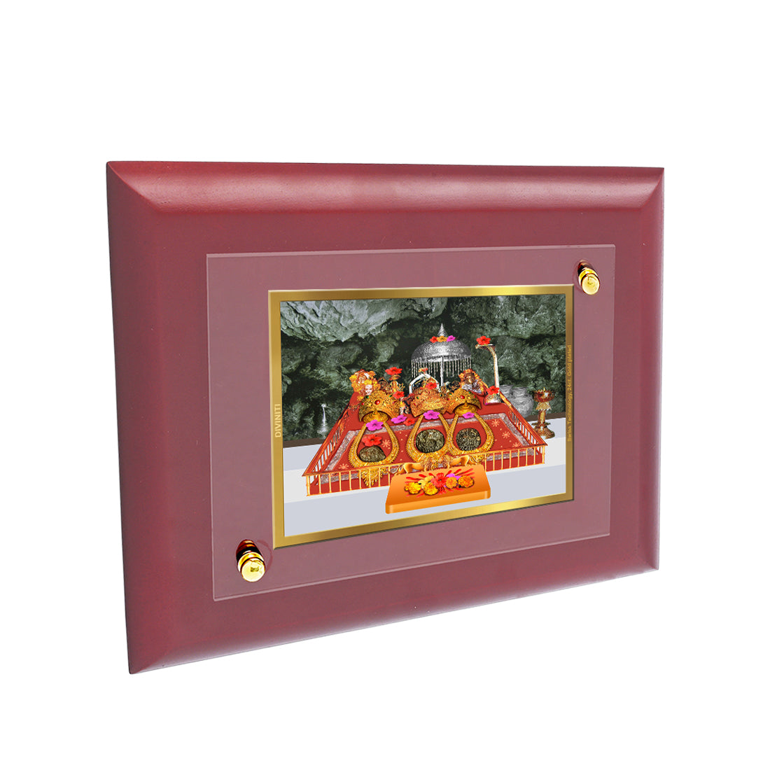 DIVINITI 24K Gold Plated Foil Mata Ka Darbar Wall Photo Frame, Table Decor| Wooden Wall Photo Frame and Religious Photo Frame Idol For Pooja, Gifts Items MDF Size 2 (20x16 CM)