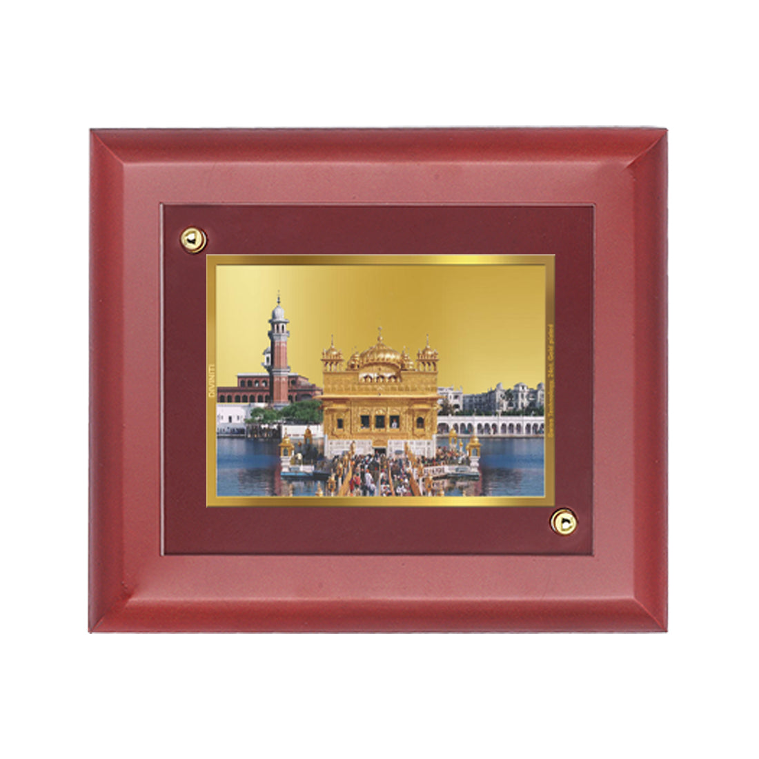 DIVINITI 24K Gold Plated Foil Golden Temple Wall Photo Frame, Table Decor Wooden Wall Photo Frame and Religious Photo Frame Idol For Pooja, Gifts Items MDF Size 2 (20x16 CM)