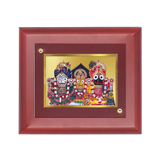 DIVINITI 24K Gold Plated Foil Jagannath Wall Photo Frame, Table Decor| Wooden Wall Photo Frame and Religious Photo Frame, Gifts Items MDF Size 2 (20x16 CM)