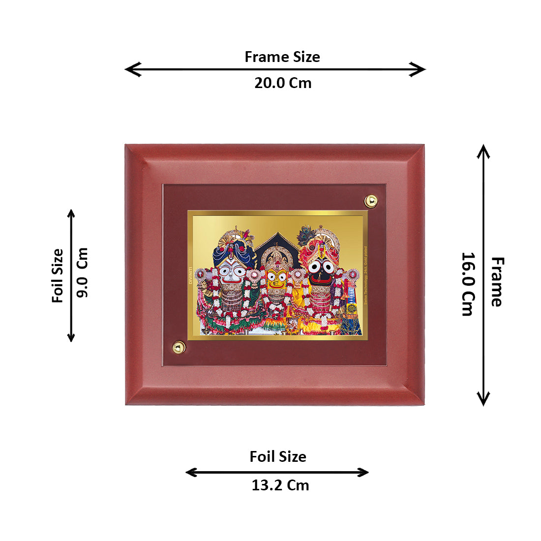 DIVINITI 24K Gold Plated Foil Jagannath Wall Photo Frame, Table Decor| Wall Photo Frame and Religious Photo Frame, Gifts Items MDF Size 2 (20x16 CM)