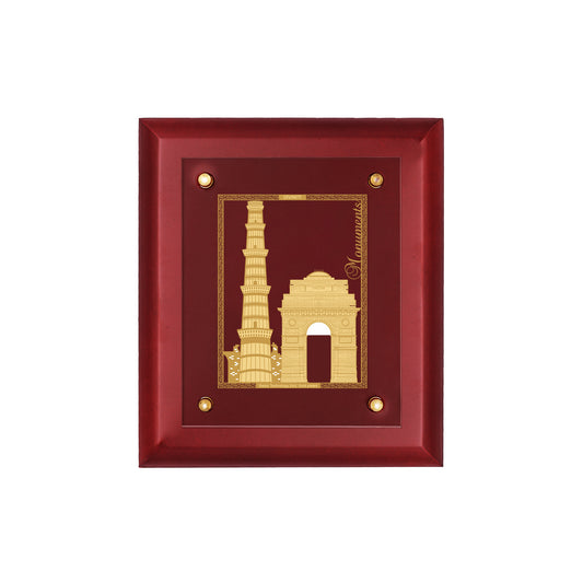 DIVINITI 24K Gold Plated Monuments Wall Hanging For Home Photo Frame For Wall Decoration Wall Hanging Photo Frame For Home Decor, Living Room, Hall, Guest Room MDF S2.5 (25.1X20.1 CM)