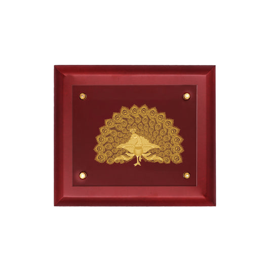 DIVINITI 24K Gold Plated Peacock Wall Hanging For Home Photo Frame For Wall Decoration Wall Hanging Photo Frame For Home Decor, Living Room, Hall, Guest Room MDF S2.5 (25.1X20.1 CM)