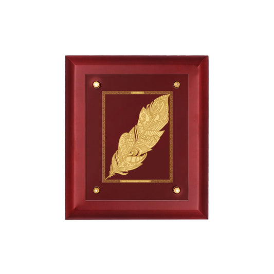 DIVINITI 24K Gold Plated Feather Wall Hanging For Home Photo Frame For Wall Decoration Wall Hanging Photo Frame For Home Decor, Living Room, Hall, Guest Room MDF S2.5 (25.1X20.1 CM)