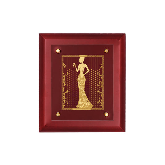 DIVINITI 24K Gold Plated Lady Fashion Wall Hanging For Home Photo Frame For Wall Decoration Wall Hanging Photo Frame For Home Decor, Living Room, Hall, Guest Room MDF S2.5 (25.1X20.1 CM)