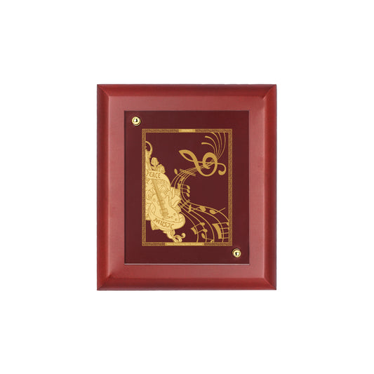 DIVINITI 24K Gold Plated Foil Musical Note Wall Hanging Wooden Photo Frame Idol for Home & Wall Decoration, Table Top, Luxury Gift | MDF Size 1 (16.7x14.2 CM)