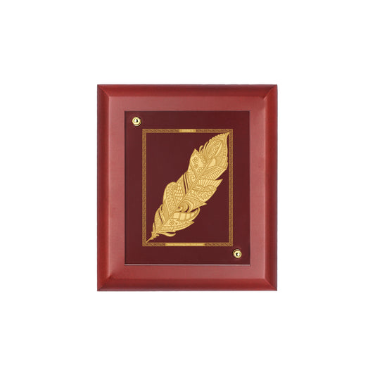 DIVINITI 24K Gold Plated Foil Feather Wooden Wall Photo Frame Idol for Home & Office Decoration, Table Top, Showpieces, Luxury Gift | MDF Size 1 (16.7x14.2 CM)