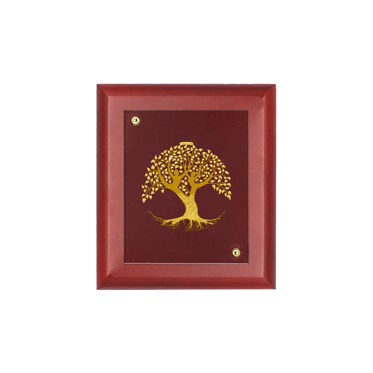 DIVINITI 24K Gold Plated Foil Tree Of Life Wooden Luxurious Photo Frame Idol for Workshop, Table Top, Home Wall Decor, Luxury Gift | MDF Size 1 (16.7x14.2 CM)