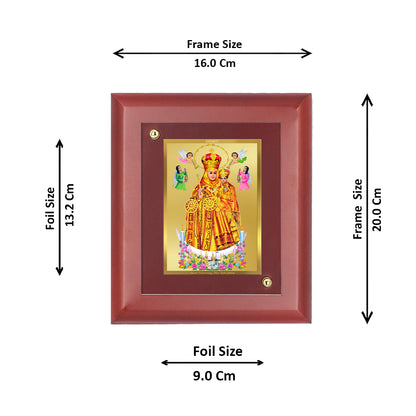 DIVINITI 24K Gold Plated Foil Lady of Health Wall Photo Frame, Table Decor Wooden Wall Photo Frame and Religious Photo Frame Idol For Pooja, Gifts Items MDF Size 2 (20x16 CM)