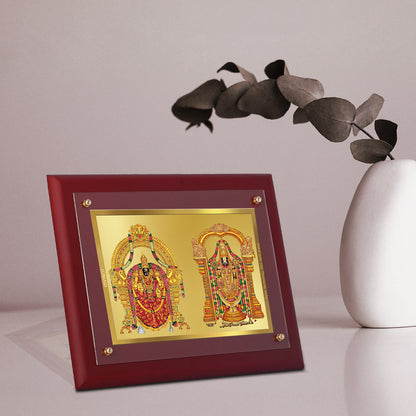 DIVINITI 24K Gold Plated Padmavati Balaji Wall Photo Frame Wooden Wall Frame With Foil Religious Photo Frame Idol For Prayer, Gifts Items MDF S2.5 (25.1X20.1 CM)