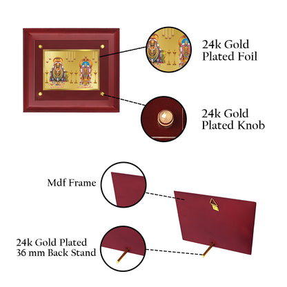 DIVINITI 24K Gold Plated Unnamalai Annamalai Wall Photo Frame Wooden Wall Frame With Foil Religious Photo Frame Idol For Prayer, Gifts Items MDF S2.5 (25.1X20.1 CM)