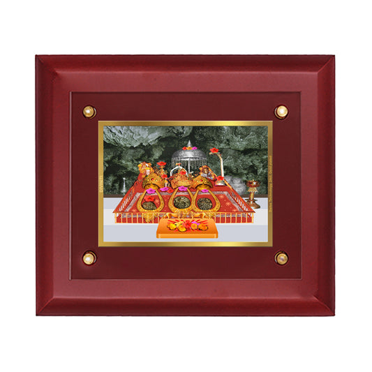 DIVINITI 24K Gold Plated Mata Ka Darbar-2 Wall Photo Frame Wooden Wall Frame With Foil Religious Photo Frame Idol For Prayer, Gifts Items MDF S2.5 (25.1X20.1 CM)