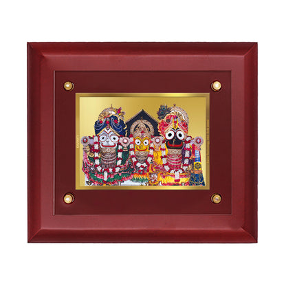 DIVINITI 24K Gold Plated Jagannath-2 Wall Photo Frame Wooden Wall Frame With Foil Religious Photo Frame Idol For Prayer, Gifts Items MDF S2.5 (25.1X20.1 CM)