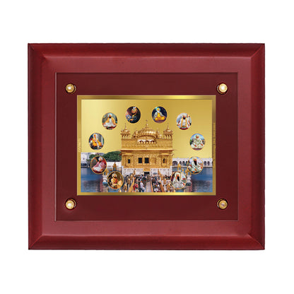 DIVINITI 24K Gold Plated Golden Temple -2 Wall Photo Frame Wooden Wall Frame With Foil Religious Photo Frame Idol For Prayer, Gifts Items MDF S2.5 (25.1X20.1 CM)