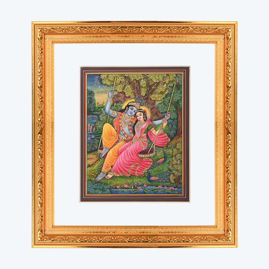 Handmade Radha Krishna On Swing Painting| Wall Decoration Painting with Divine Illustration| Stunning & Durable Wall Art| A Perfect Gift Option For Special Occasions