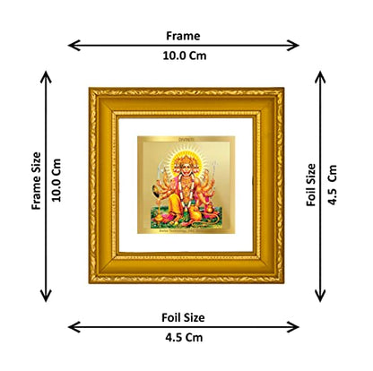 DIVINITI 24K Gold Plated Panchmukhi Hanuman Wooden Exquisite Wall Photo Frame Idol for Puja Room, Table Top, Home Decor, Workshop, Gifts | DG101S1A (10x10 CM)