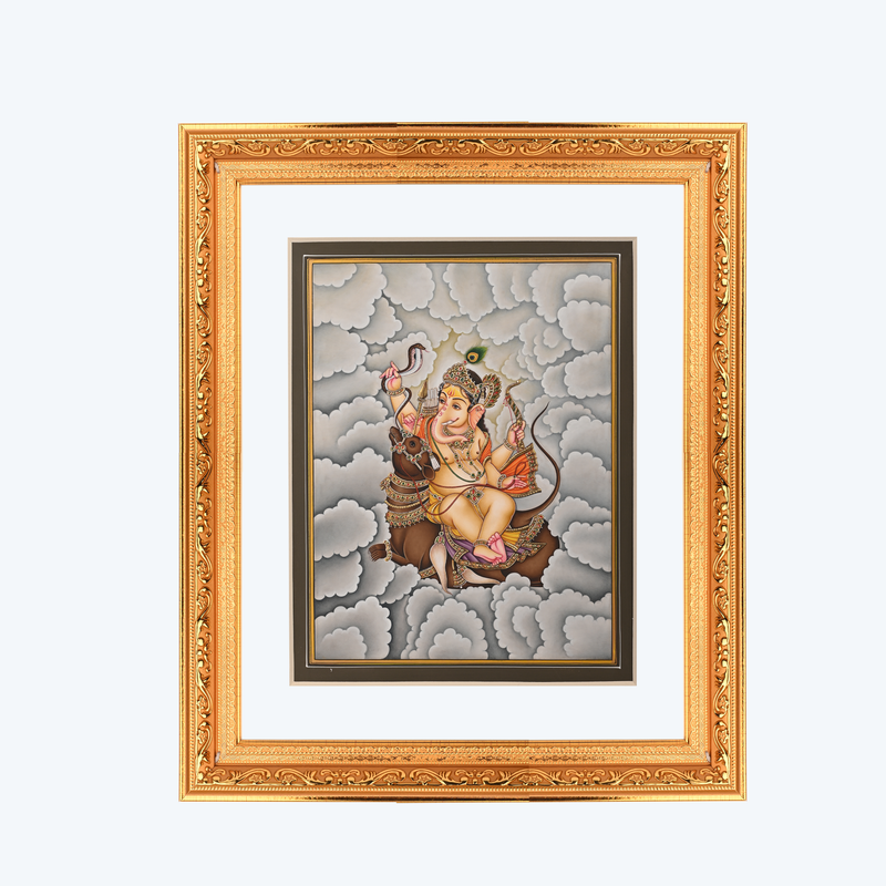 Handmade Ganesha Vaahana with Peacock| Wall Decoration Painting with Divine Illustration| Stunning & Durable Wall Art| A Perfect Gift Option For Special Occasions|