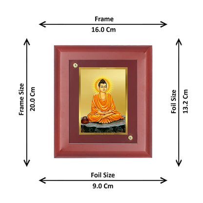 Diviniti 24K Gold Plated Buddha Photo Frame Home & Office Decor, Tabletop, Puja Room, Workshop, Gift Items | MDFS2 (20x16 CM)