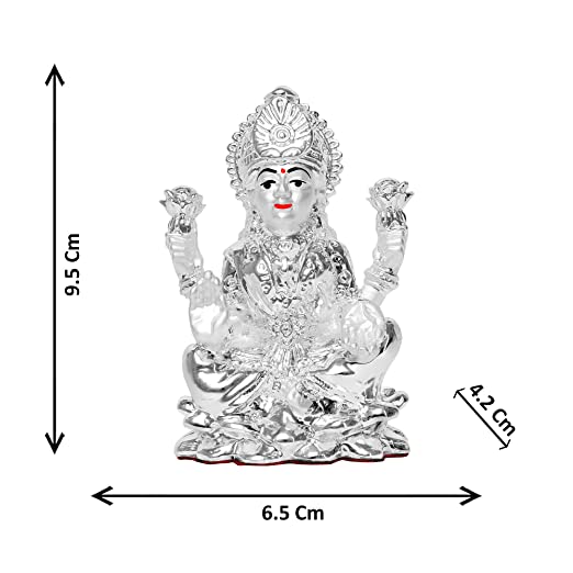 DIVINITI 999 Silver Plated Lakshmi Ganesha Idol For Home Decor, Worship, Festival Gift (9.5 X 6.5 CM)