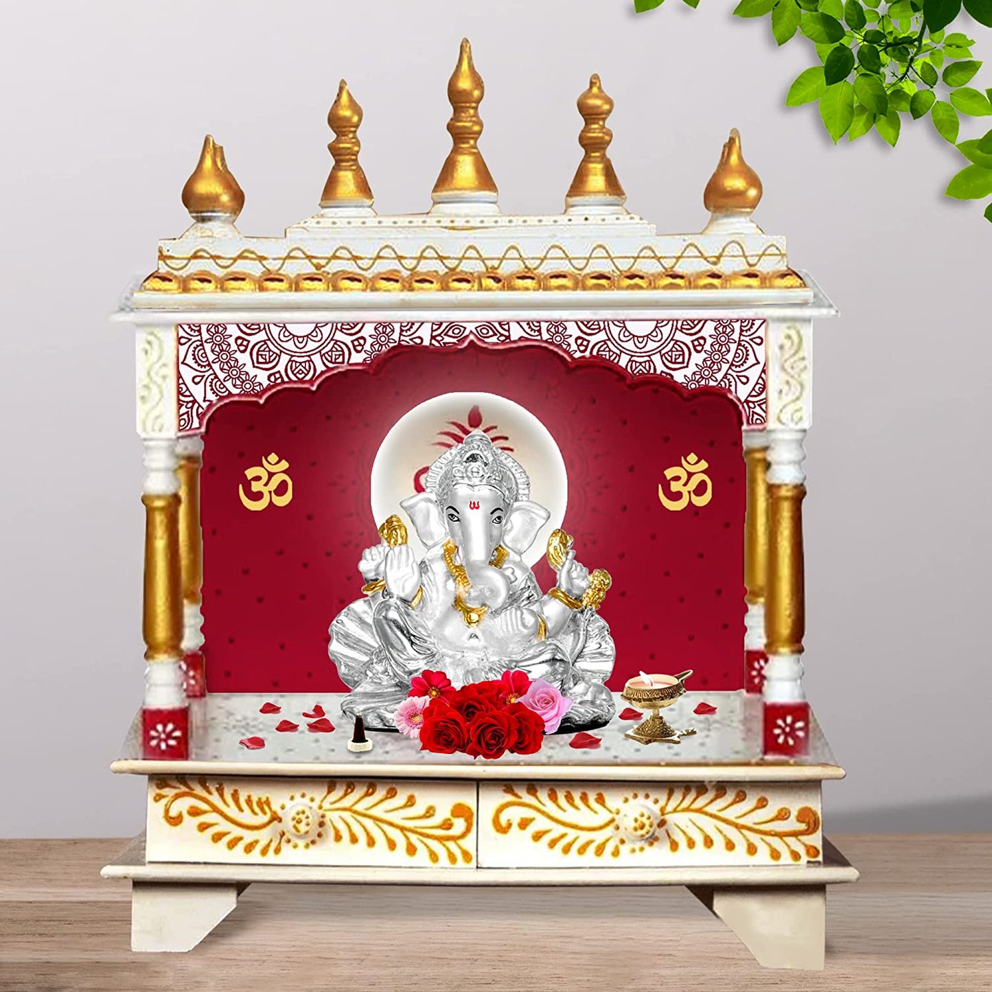 DIVINITI 999 Silver Plated Sculpture Religious Lord Ganesha Idol Statue For Home, Office, Temple, Table Decor and Gift (10x5.3x9.5 CM)