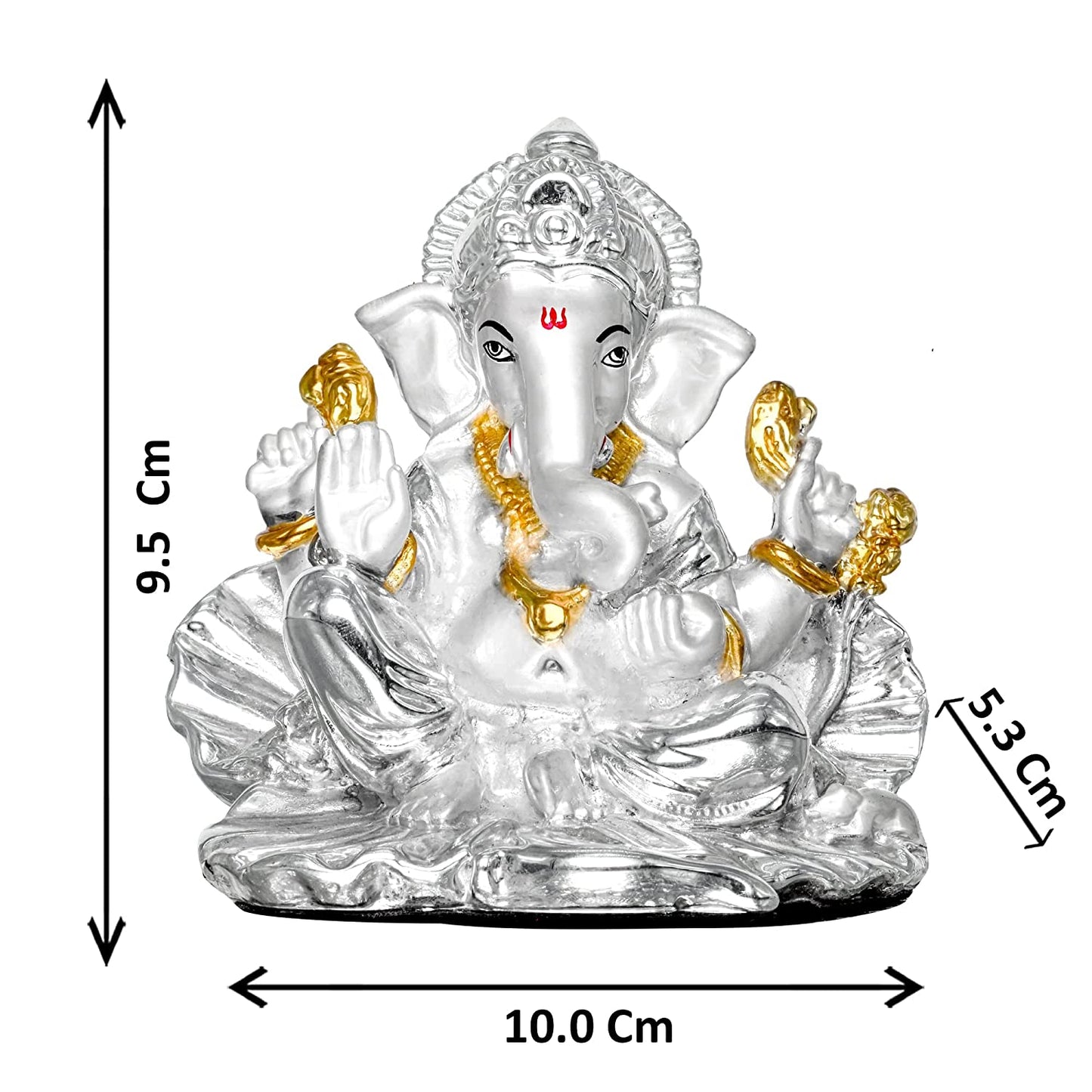 DIVINITI 999 Silver Plated Sculpture Religious Lord Ganesha Idol Statue For Home, Office, Temple, Table Decor and Gift (10x5.3x9.5 CM)