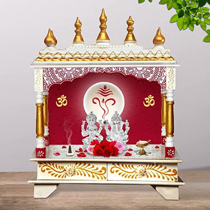 DIVINITI 999 Silver Plated Lakshmi Ganesha Idol For Home Decor, Diwali Gift, Puja Room (10 X 7 CM)