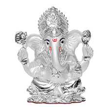 Load image into Gallery viewer, DIVINITI 999 Silver Plated Lord Ganesha Idol Statue For Home Decor, Workshop, Office, Luxury Gift (9.5x7.5 CM)
