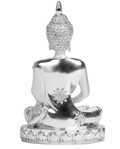 Diviniti Buddha in Mediation Idol for Home Decor| 999 Silver Plated Sculpture of Buddha in Meditation | Idol for Home, Office, Temple, and Table Decoration| Religious Idol For Pooja, Gift