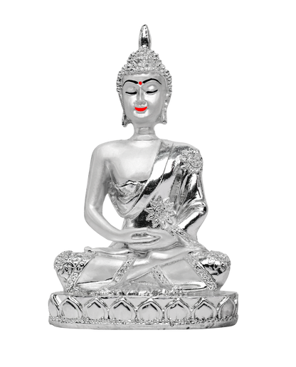 Diviniti Buddha in Mediation Idol for Home Decor| 999 Silver Plated Sculpture of Buddha in Meditation | Idol for Home, Office, Temple, and Table Decoration| Religious Idol For Pooja, Gift