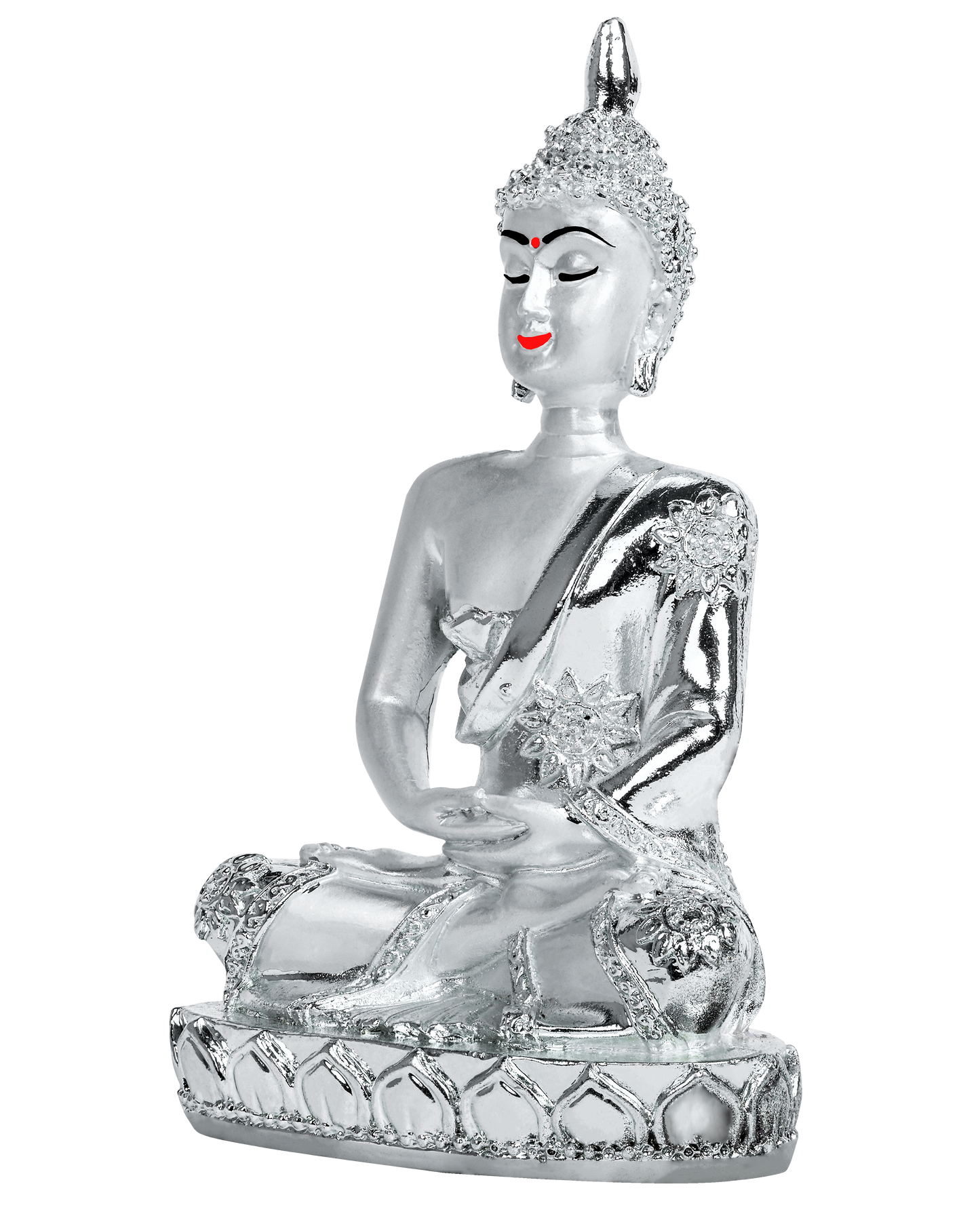 Diviniti Buddha in Mediation Idol for Home Decor| 999 Silver Plated Sculpture of Buddha in Meditation | Idol for Home, Office, Temple, and Table Decoration| Religious Idol For Pooja, Gift