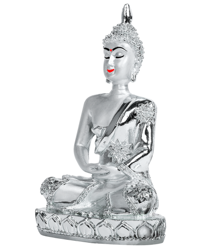 Diviniti Buddha in Mediation Idol for Home Decor| 999 Silver Plated Sculpture of Buddha in Meditation | Idol for Home, Office, Temple, and Table Decoration| Religious Idol For Pooja, Gift