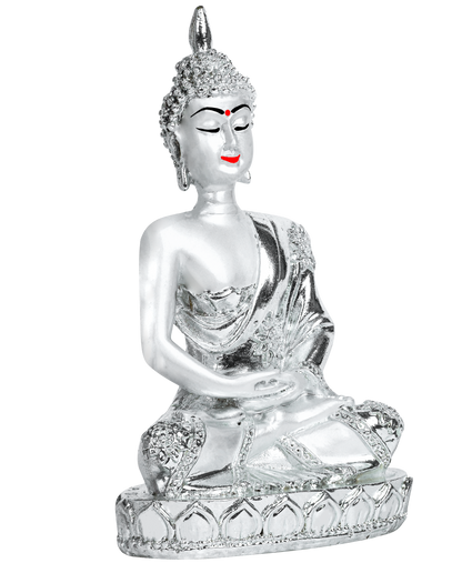 Diviniti Buddha in Mediation Idol for Home Decor| 999 Silver Plated Sculpture of Buddha in Meditation | Idol for Home, Office, Temple, and Table Decoration| Religious Idol For Pooja, Gift