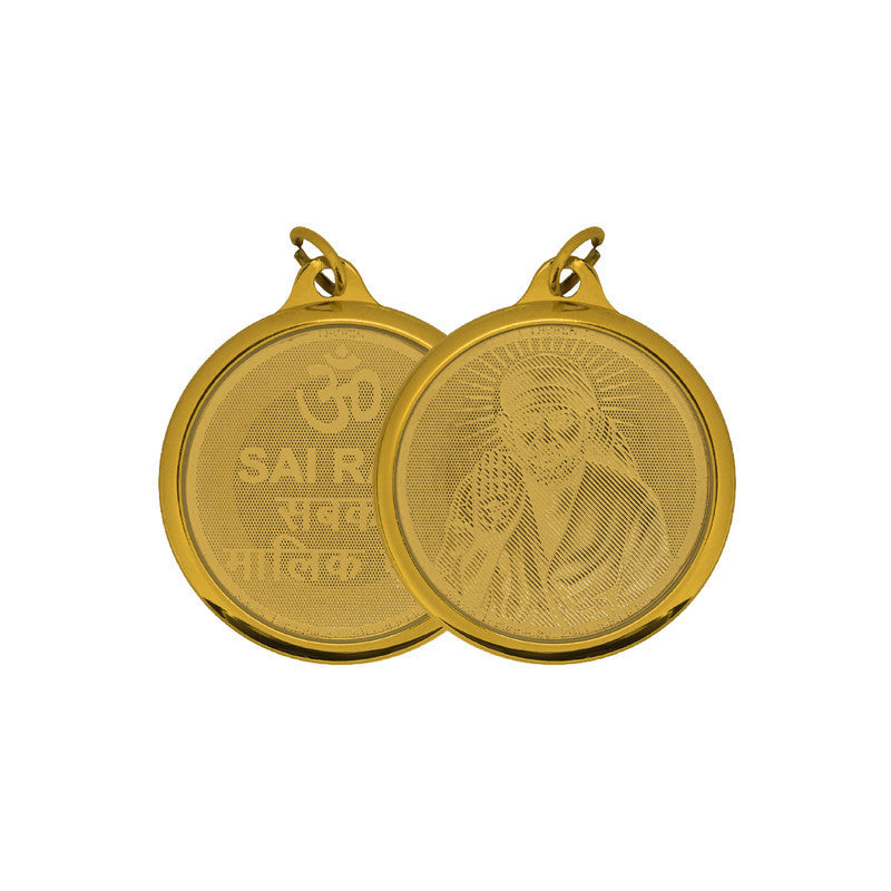 Diviniti 24K Double-sided Gold Plated Pendant Sai & Om|18 MM Flip Coin for Men, Women & children |Good Health & Wealth |Idol for gifting loved ones on any occasion