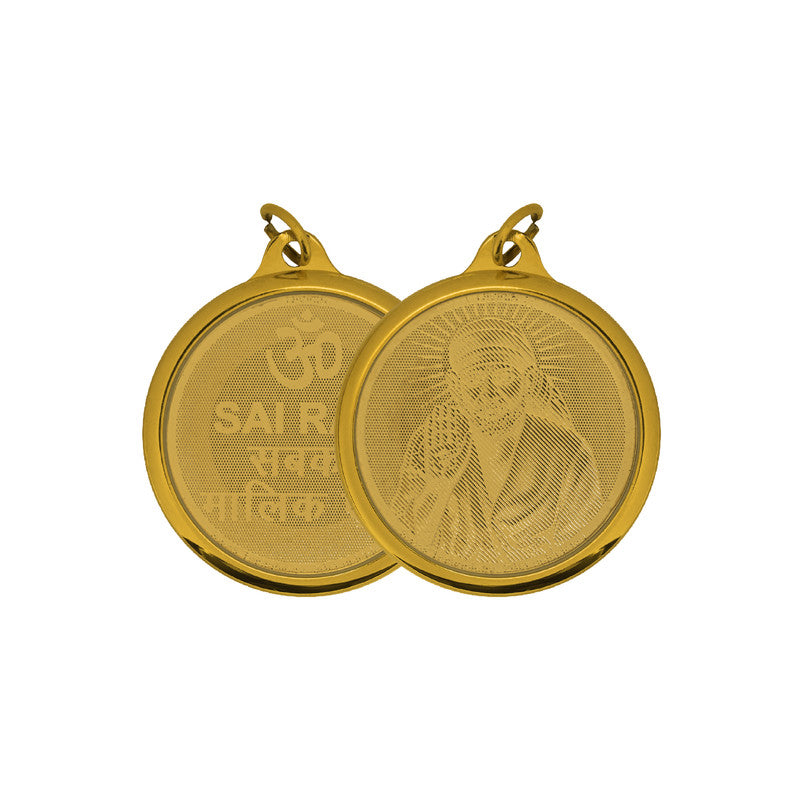 Diviniti 24K Double-sided Gold Plated Pendant Sai & Om|28 MM Flip Coin for Men, Women & children |Good Health & Wealth |Idol for gifting loved ones on any occasion