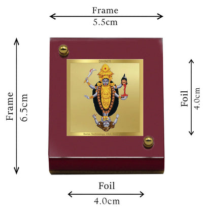 Diviniti 24K Gold Plated Maa Kali Frame For Car Dashboard, Home Decor, Puja Room (5.5 x 6.5 CM)