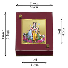 Load image into Gallery viewer, Diviniti 24K Gold Plated Dattatreya Frame For Car Dashboard, Home Decor, Prayer, Gift (5.5 x 6.5 CM)
