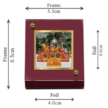 Load image into Gallery viewer, Diviniti 24K Gold Plated Mata Ka Darbar Frame For Car Dashboard, Home Decor, Table Top, Puja and Gift (6.5 x 5.5 CM)
