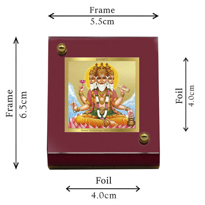 Diviniti 24K Gold Plated Brahma Frame For Car Dashboard, Home Decor Showpiece, Puja (5.5 x 6.5 CM)