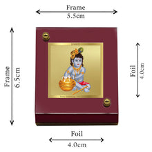 Load image into Gallery viewer, Diviniti 24K Gold Plated Bal Gopal Frame For Car Dashboard, Home Decor, Table Top, Gift (5.5 x 6.5 CM)
