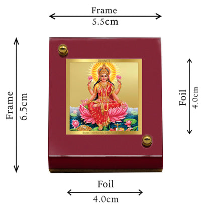 Diviniti 24K Gold Plated Laxmi Ji Frame For Car Dashboard, Home Decor, Puja, Festival Gift (5.5 x 6.5 CM)