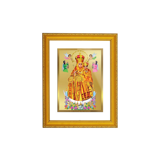 DIVINITI 24K Gold Plated Lady Of Health Wooden Elegant Photo Frame Idol for Puja Room, Home Wall Decor, Workshop, Table Top, Premium Gift | DG101 Size 2 (22.6x18.4 CM)