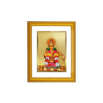 DIVINITI 24K Gold Plated Foil Ayyappan Ji Wooden Photo Frame Idol for Puja Room, Home Decor, Wall Hanging, Workshop, Gift | DG101 Size 2 (22.6x18.4 CM)